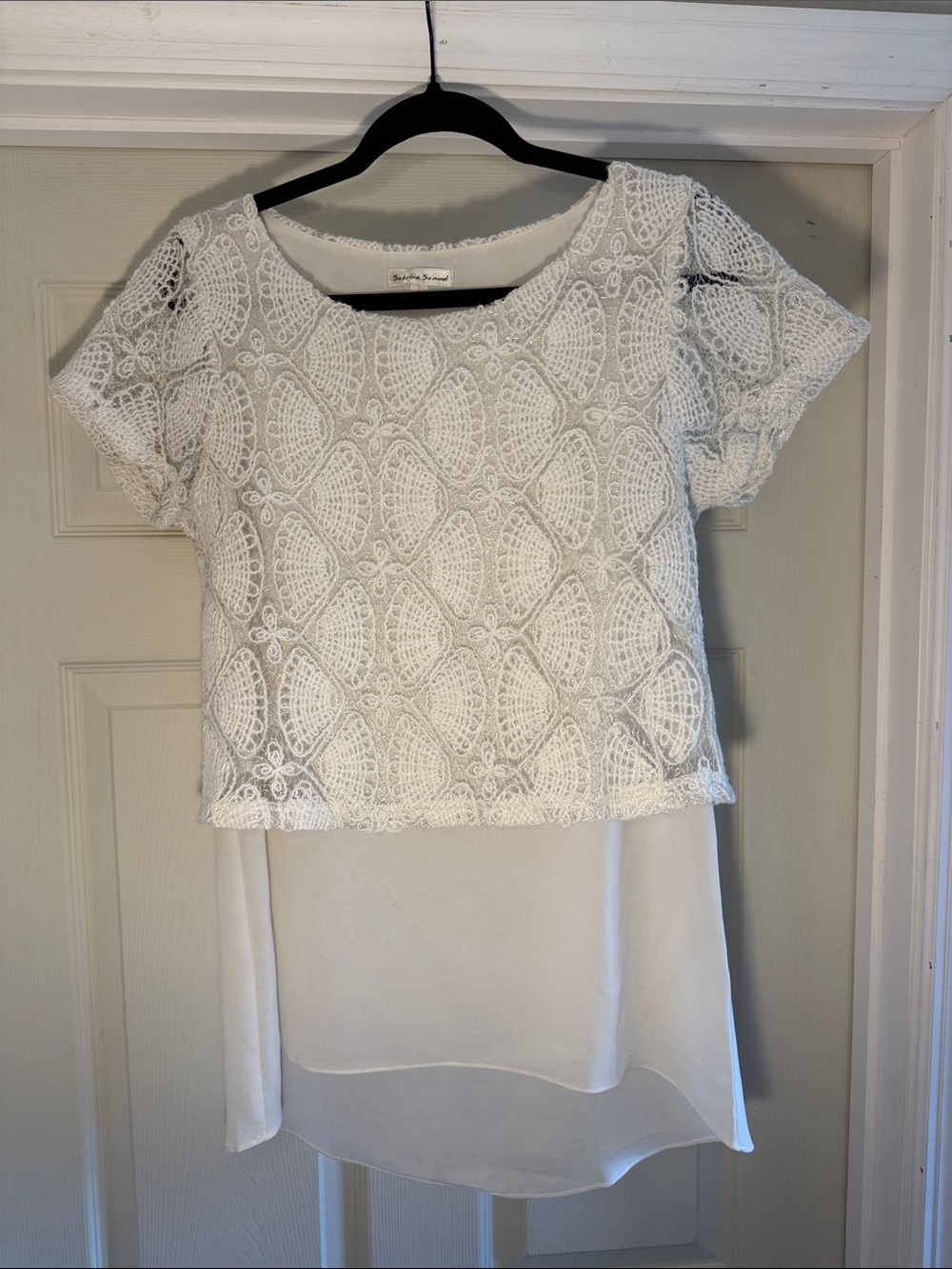Sabrina Samuel White Layered Crochet Top - Women (#5)